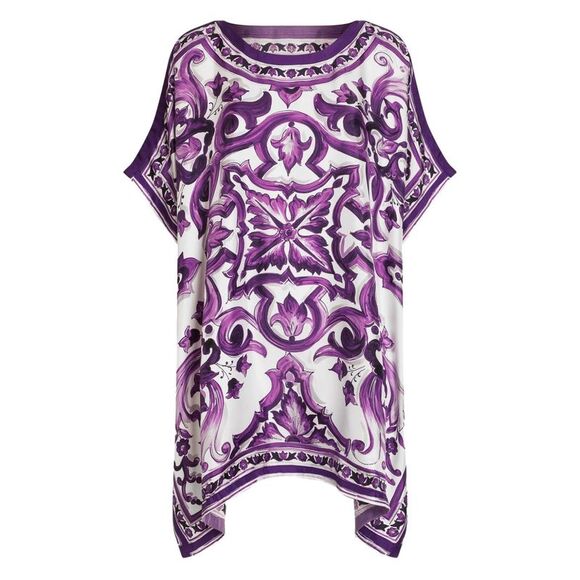 Dolce & Gabbana Women Maiolica Print Silk Kaftan - Picture 1 of 5